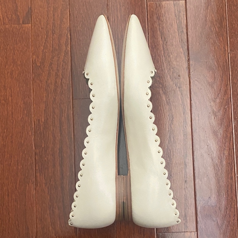 Coach Jill Soft Shine Calf Flats in Ivory - Picture 8 of 14